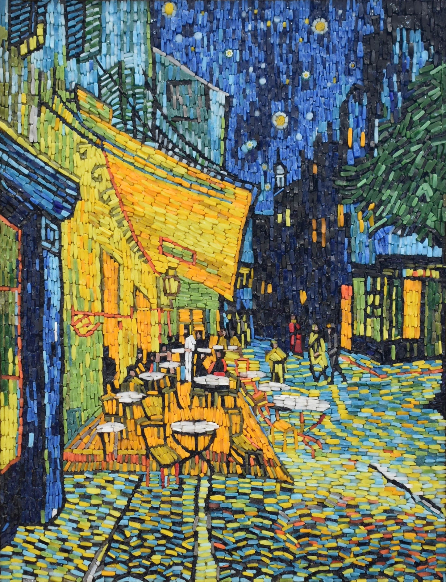 Terrace of a café at night